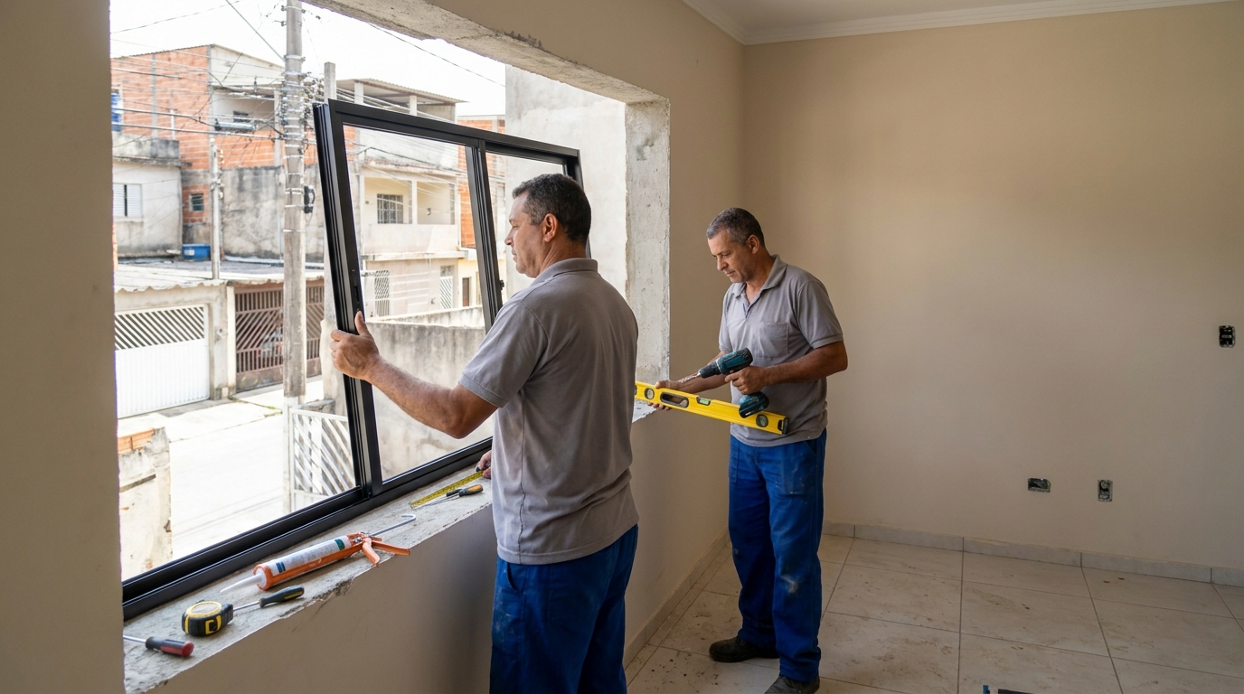 Esquadria de alumínio com vista para rua em Niterói-RJ